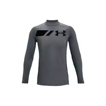 Under Armour Grid High Neck Long Sleeve Printed Logo Training Fitness Running Shirt Men tops Light-Asphalt-Gray 1357359-012 M