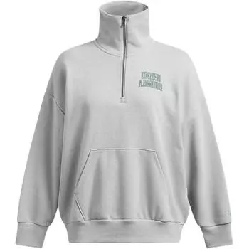 Under Armour Half Zipper Casual Simple Stand Collar Long Sleeve Sweatshirt Women sweatshirt Gray 1386495-011 XS