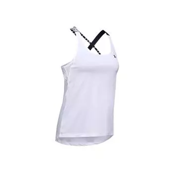 Under Armour HeatGear Armour Wordmark Solid Training Tank Top Women Tops White 1355609-100 XL