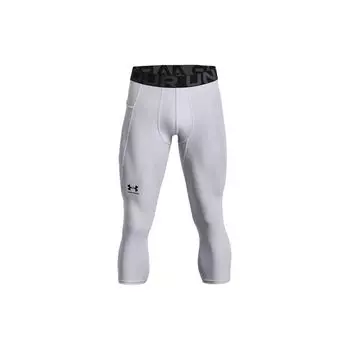 Under Armour HeatGear® Letter Logo Print Mid-Rise Slim Fit Sports Long Pants Men bottoms Gray White 1361588-011 XL
