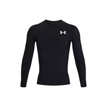 Under Armour HeatGear® OG Compression Long Sleeve Solid Logo Round Neck Fitted Workout Shirt Men tops Black 1387696-001 XL