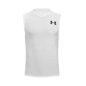 Under Armour HeatGear OG Fitted Training Logo Breathable Sports Tank Top Men Tops White 1390100-100 M