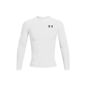 Under Armour HeatGear® OG Logo Print Crew Neck Slim Fit Long Sleeve Workout Shirt Men tops White 1387696-100 XL