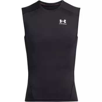 Under Armour HeatGear Round Neck Letter Print Sleeveless Moisture Wicking Slim Fit T-Shirt Men T-Shirts Black White 1361522-002 XL