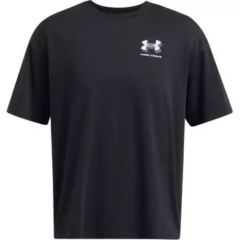 Under Armour Heavyweight Logo Print Loose Fit Crew Neck Short Sleeve T-Shirt Men Tops Black 1387285-001 XL