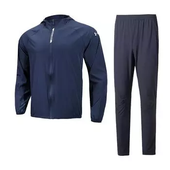 Under Armour Hooded Solid Color Comfortable Jacket And Elastic Long Pants Casual Sports Set Men sets 22500405-408+23600701-013 L