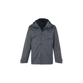 Under Armour Hooded Sports Fleece Thick Three-In-One Outdoor Hiking Waterproof Windproof Breathproof Breathable Jacket Men Jackets Gray 1300663-012 XL