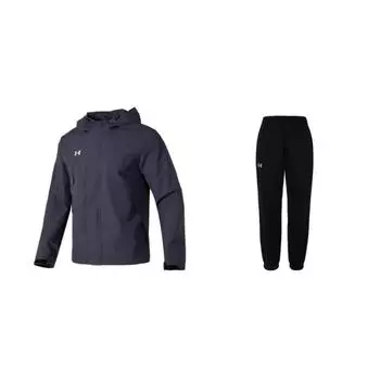 Under Armour Hooded Zip Long Sleeve Mid Waist Elastic Casual Sports Suit Unisex suit 24600705-001+23600401-013 XL