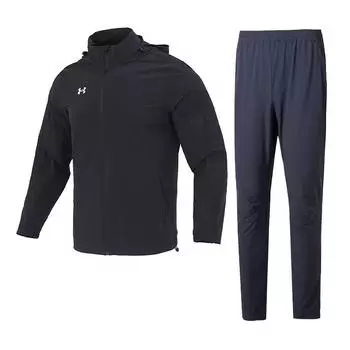 Under Armour Hooded Zip Minimalist Jacket Woven Comfortable Mid Waist Running Long Pants Casual Sports Set Men Sports Set 22500408-001+23600701-013 L