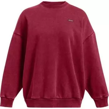 Under Armour Icon FW24 Pullover Round Neck Drop Shoulder Fashion Long Sleeve Sweatshirt Women sweatshirt Flame-Red 1386486-625 S