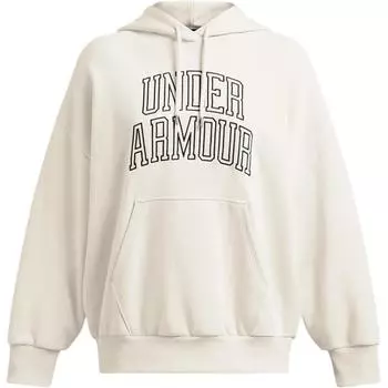 Under Armour Icon Heavyweight Terry Oversized Hoodie Letter Print Loose Fashion College Sweatshirt Women hoodies Pinnacle-White 1386494-110 XS