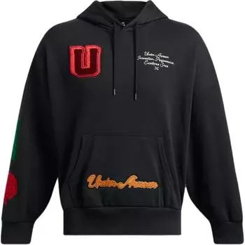 Under Armour Icon Logo Embroidered Vintage Sports Hoodie Men Hoodies Black 1389262-001 L
