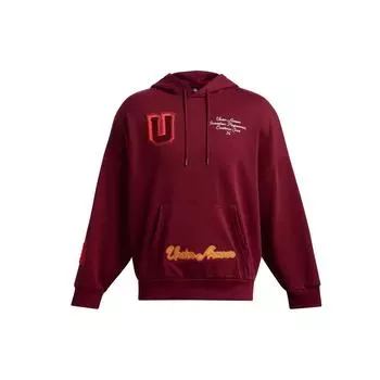 Under Armour Icon Soft Warm Loose Fit Drop Shoulder Hoodie Long Sleeve Sweatshirt Men sweatshirt Fire-Red 1389262-625 M