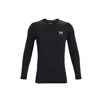 Under Armour Эластичная Тренировочная Повседневная Футболка с Круглым Вырезом Облегающего Кроя Спортивная Быстросохнущая Дышащая С Длинным Рукавом Мужская Топы Черная 1361506-001 S