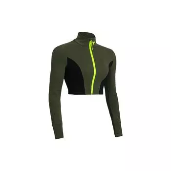 Under Armour Johnson Series Lets Go Color Block Stand Collar Sports Cropped Jacket Women jackets Green 1380194-390 S