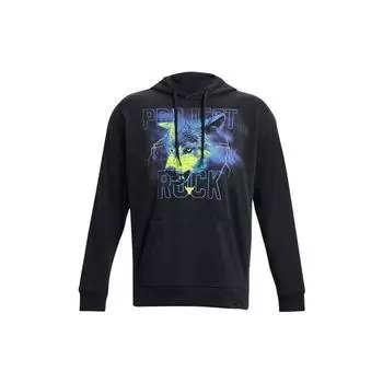 Under Armour Johnson Series Letter Print Толстовка с капюшоном из плотного хлопка для спорта, мужские толстовки с капюшоном, черные 1380152-001 L