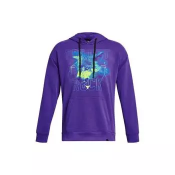 Under Armour Johnson Series Letter Print Толстовка с капюшоном из плотного хлопка для спорта, мужские толстовки с капюшоном, фиолетовые 1380152-583 L