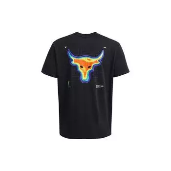 Under Armour Футболка Johnson Series Logo Print Heavyweight Training с коротким рукавом и заниженной линией плеч, мужские топы, черный цвет 1380855-001 L