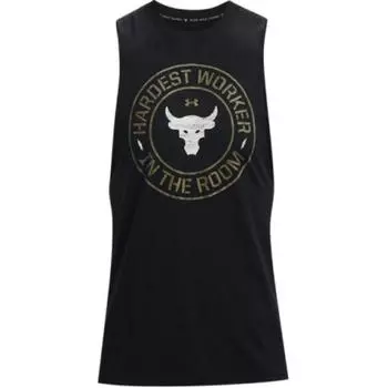Under Armour Johnson Series Project Letter Print Crew Neck Sleeveless Training Tank Men Tops Black 1370492-001 M