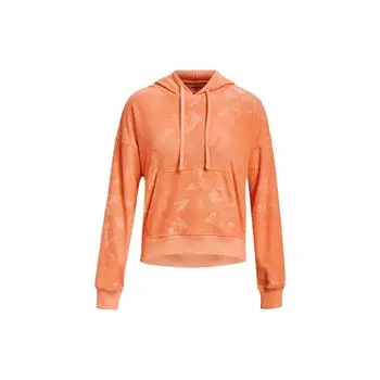 Under Armour Journey Washed Embossed Hoodie Pullover Casual Sweatshirt Women Tops Orange 1376915-868 S