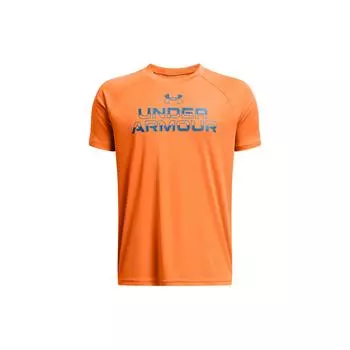 Under Armour Kids T-Shirt Letter Round Neck Straight Short Sleeve Kids Tops Orange 1383010-810 M