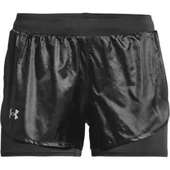 Under Armour Короткие тренировочные шорты Fly By 2.0 Lite 2N1, женские, черные, 1361393-010 S