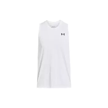 Under Armour Круглый вырез с логотипом и принтом, быстросохнущий, мягкий, впитывающий пот, облегающий топ без рукавов, мужские топы, белый цвет 1382795-100 M