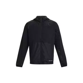 Under Armour Куртка мужская с капюшоном и завязками на шнурке, однотонная, с логотипом, черная 1377181-001 XXL