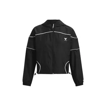 Under Armour Куртка Project Rock Brahma с контрастными полосками логотипа и капюшоном, женская куртка, черная 1373592-001 S