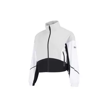 Under Armour Куртка Unstoppable, цветные блоки, спортивная, повседневная, с воротником-стойкой, женская, белая 1374889-592 XL
