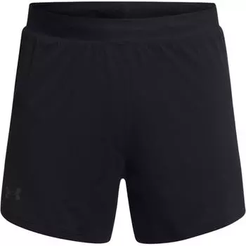 Under Armour Launch Elite Logo Print Solid Color Elastic Mid Waist Three Quarter Casual Shorts Men shorts Black 1382646-001 L