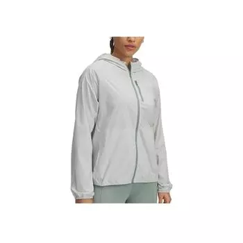 Under Armour Launch Ss25 Outdoor Woven Raglan Hooded Long Sleeve Jacket Women Jacket Gray 1381881-377 S