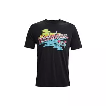 Under Armour Летняя футболка с коротким рукавом и цветным логотипом Wordmark Color Block, мужские топы, черная 1370521-001 M