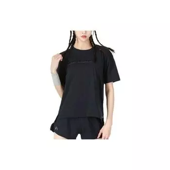 Under Armour Футболка с круглым вырезом и принтом в виде букв, с коротким рукавом, в американском стиле, женские топы, черный цвет 1365850-001 S