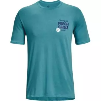 Under Armour Letter Print Crew Neck Short Sleeve T-Shirt Men Tops Blue 1376839-434 XL