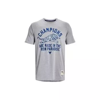 Under Armour Футболка с круглым вырезом и коротким рукавом с буквенным принтом, мужские топы, стальной, вересково-серый 1376897-035 XL