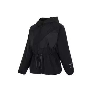 Under Armour Letter Print Hooded Sports Casual Jacket Women jackets Black 1379763-001 S