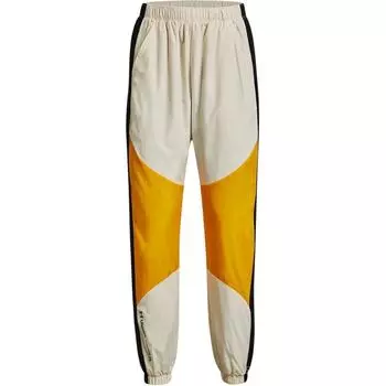 Under Armour Letter Print Mid Rise Elastic Color Block Loose Casual Pants Women bottoms Yellow White 1369846-279 L