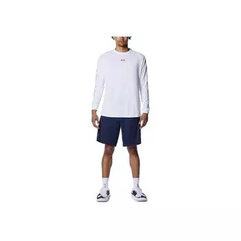 Under Armour Letter Print Pattern Crew Neck Long Sleeve T-Shirt Men Tops White 1381373-100 M