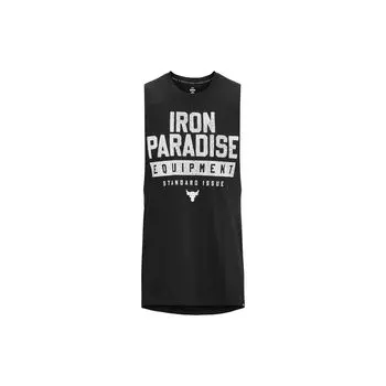 Under Armour Letter Print Round Neck безрукавный спортивный жилет мужской топ черный 1377290-001 XXL
