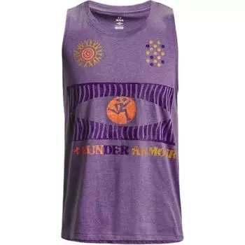 Under Armour Letter Print Round Neck Pullover Running Sports Slim Fit Sleeveless Vest Men Tops Purple 1376985-571 L