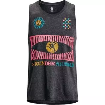 Under Armour Letter Print Round Neck Slim Fit Training Sleeveless Vest Men tops Black 1376985-001 L