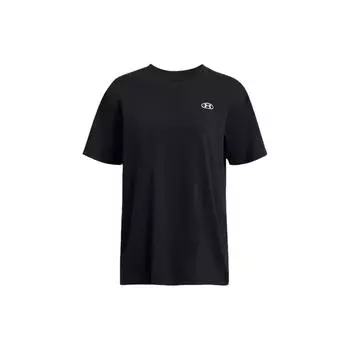 Under Armour Повседневный свободный свитер с круглым вырезом и коротким рукавом с логотипом, женские топы, черный цвет 1383045-001 M