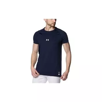 Under Armour Logo Print Comfortable Fitted Crew Neck Pullover Casual Short Sleeve T-Shirt Men T-Shirts Navy-Blue 1384732-410 3XL