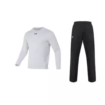 Under Armour Logo Print Crew Neck Long Sleeve Sweatshirt And Elastic Trousers Casual Sports Set 21500737-001+23600306-009 S