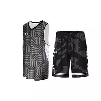 Under Armour Logo Print Дышащая майка без рукавов для фитнеса, бега, спортивных шорт, баскетбольного комплекта, мужские комплекты, черный цвет 23500102-001+24500210-001 M