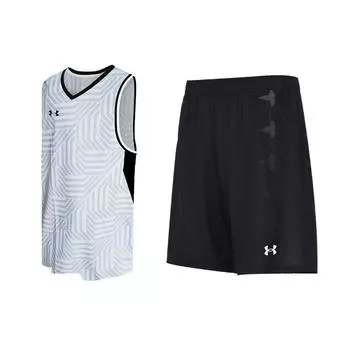 Under Armour Logo Print Дышащая майка и трикотажные шорты Баскетбольный комплект Мужские комплекты 23500102-100+21500206-001 M