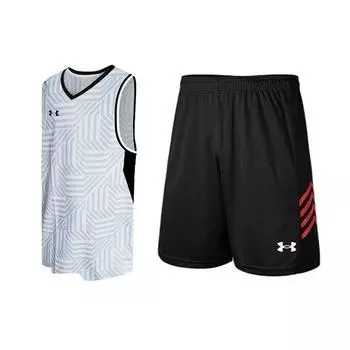Under Armour Logo Print Дышащая майка-майка для тренировок Спортивные трикотажные шорты Баскетбольный комплект Мужские комплекты 23500102-100+21500204-001 M