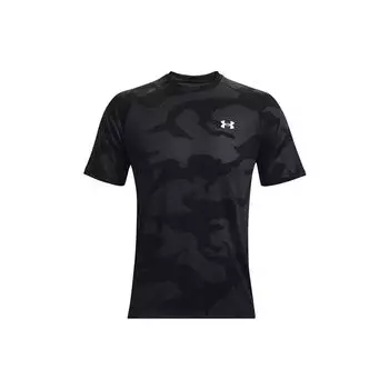 Футболка Under Armour с логотипом и принтом для фитнеса и тренировок, дышащая, с круглым вырезом и коротким рукавом, мужская, черная 1371203-001 M
