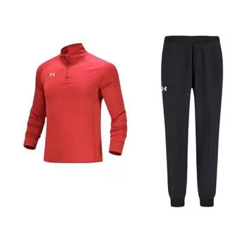 Under Armour Logo Print Pullover Training Hoodie And Knit Cuffed Sweatpants Casual Sports Set Men sets 21600705-001+21600601-600 L